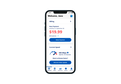 mobile account management screenshot