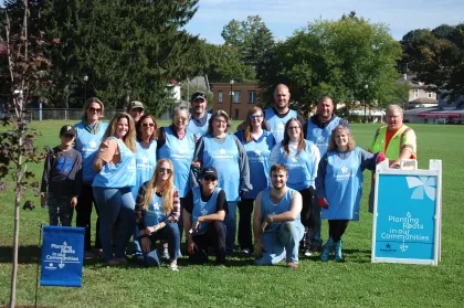Volunteers at Breezeline's tree planting event