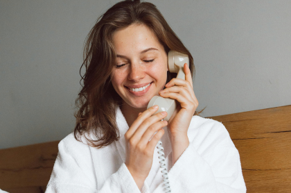 Woman holding a phone to her ear