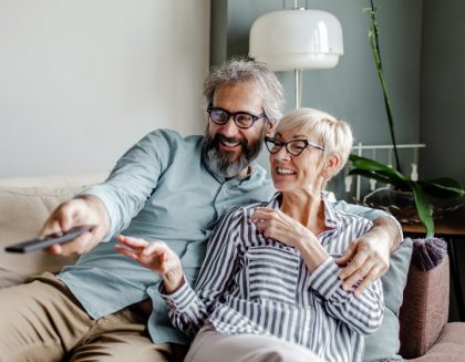 Couple watching TV together