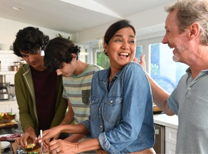 Family in kitchen