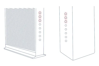 Lights highlighted on modems indicating that the modem is connected